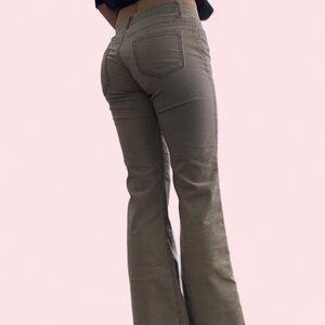 adidas Olive Green Flare Jeans - High Rise